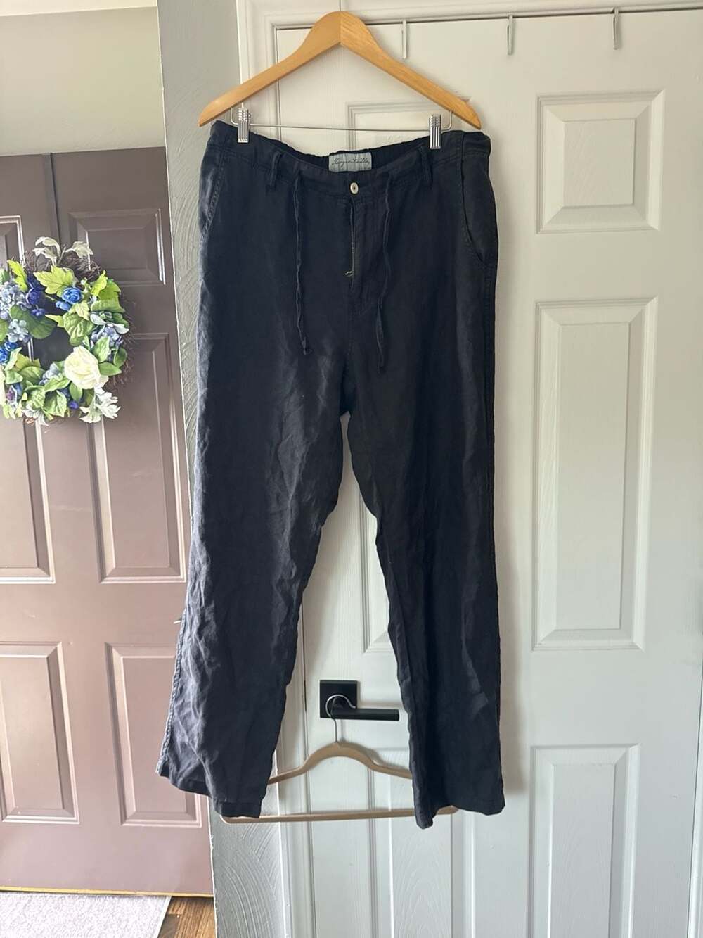 Margaritaville Men's 100% Linen Drawstring Pants Black Size L